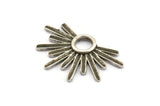 Silver Badge Charm, 2 Antique Silver Plated Brass Rosette Charms, Pendants, Earrings, Findings (33x20mm) N0946