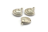 Silver Shell Charm, 2 Antique Silver Plated Brass Shell Charms With 1 Loop, Earrings, Findings (14x9mm) N1047