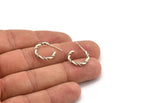 Silver Earring Wires, 2 Antique Silver Plated Brass Earring Studs (16x2mm) N1253 H1137