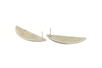 Silver Half Moon, 2 Hammered Antique Silver Plated Brass Semi Circle Stud Earrings (51x16x1mm) N1024