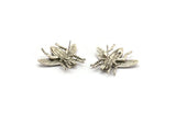Silver Bug Earring, 2 Antique Silver Plated Brass Bug Fly Insect Stud Earrings (23x26mm) N0917