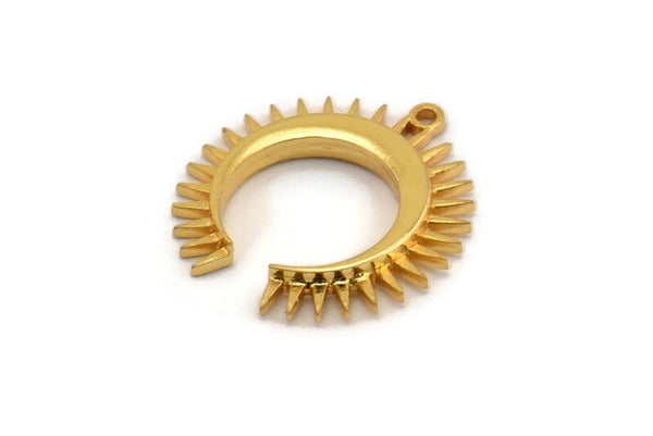 Gold Moon Charm, 2 Gold Plated Brass Crescent Moon Charms With 1 Loop (22.5x21x2.5mm) N1432