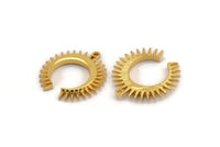Gold Moon Charm, 2 Gold Plated Brass Crescent Moon Charms With 1 Loop (22.5x21x2.5mm) N1432