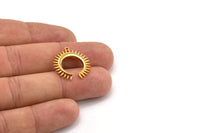Gold Moon Charm, 2 Gold Plated Brass Crescent Moon Charms With 1 Loop (22.5x21x2.5mm) N1432