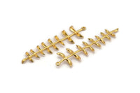 Altın Yapraklı Charm, 1 Döngülü Altın Kaplama Pirinç Yapraklı Charm (62 mm) N1367