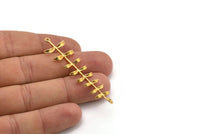 Altın Yapraklı Charm, 1 Döngülü Altın Kaplama Pirinç Yapraklı Charm (62 mm) N1367