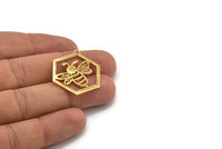 Gold Bee Charm, Gold Plated Brass Bee Charm With 1 Loop, Pendant, Finding (30x28x1.5mm) N1379