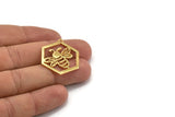 Gold Bee Charm, Gold Plated Brass Bee Charm With 1 Loop, Pendant, Finding (30x28x1.5mm) N1379