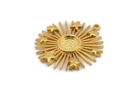Gold Sun Charm, Gold Plated Brass Sun And Star With 1 Loop, Pendant - Pad Size 8mm (31x29mm) N1350