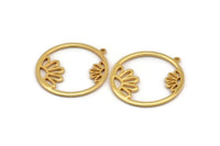 Gold Daisy Charm, Gold Plated Brass Daisy Charm With 1 Loop, Pendant, Earring (36x34x1.5mm) N1349