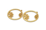 Gold Daisy Charm, Gold Plated Brass Daisy Charm With 1 Loop, Pendant, Earring (36x34x1.5mm) N1349