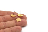 Earring Studs, 4 Gold Plated Brass -  Irregular Stud Earrings - Gold Plated Earrings - Earrings (12.5x8x1.5mm) N1406