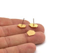 Earring Studs, 4 Gold Plated Brass -  Irregular Stud Earrings - Gold Plated Earrings - Earrings (12.5x8x1.5mm) N1406