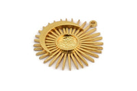 Moon and Sun, Gold Plated Brass, Crescent Moon, Brass Sun, Gold Plated Brass Charm With 1 Loop - Pad Size 8mm(31x29mm) N1353