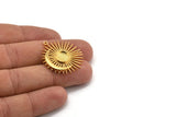 Moon and Sun, Gold Plated Brass, Crescent Moon, Brass Sun, Gold Plated Brass Charm With 1 Loop - Pad Size 8mm(31x29mm) N1353