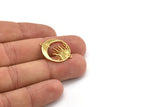 Moon and Sun, 2 Gold Plated Brass Moon, Brass Sun, Gold Plated Brass Pendant, Gold Plated Brass Connectors With 2 Loops (24x20x1.2mm) N1378