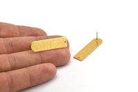 Gold Earring, 2 Textured Gold Plated Brass Stud Earrings With 1 Hole (35x9x1mm) D1395 A2001