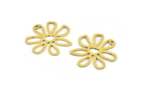 Brass Daisy Charm, 10 Raw Brass Daisy Charms With 1 Hole, Pendants, Earrings (25x0.80mm) D0616