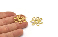 Brass Daisy Charm, 10 Raw Brass Daisy Charms With 1 Hole, Pendants, Earrings (25x0.80mm) D0616