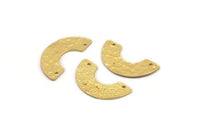 Gold Geometric Charm, 2 Hammered Gold Plated Brass U Shaped Pendants With 2 Holes, Charms, Findings (31x15x8x1mm) N0966