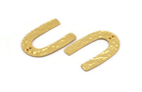 Gold Geometric Charm, 2 Hammered Gold Plated Brass U Shaped Pendants With 2 Holes, Charms, Findings (35x27x1mm) N0930 H1038