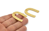Gold Geometric Charm, 2 Hammered Gold Plated Brass U Shaped Pendants With 2 Holes, Charms, Findings (35x27x1mm) N0930 H1038