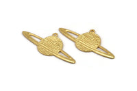 Gold Planet Charm, Gold Plated Brass Planet Charm With 1 Loop, Earring, Pendant, Finding (55x24x1.2mm) N1070