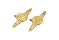 Gold Planet Charm, Gold Plated Brass Planet Charm With 1 Loop, Earring, Pendant, Finding (55x24x1.2mm) N1070
