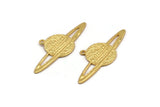 Gold Planet Charm, Gold Plated Brass Planet Charm With 1 Loop, Earring, Pendant, Finding (55x24x1.2mm) N1070