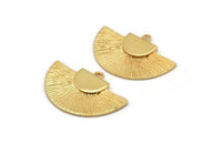 Gold Medal Charm, Gold Plated Brass Badge Charm Pendant With 1 Loop, Earring, Finding (35x20mm) N0791