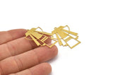Brass Triangle Charm, 8 Raw Brass Triangle Shaped Charms With 1 Loop (34x24x0.60mm) A4991