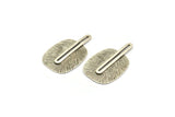 Silver Brass Charm, Antique Silver Plated Brass Textured Charm, Earring (43x28x0.80mm) N0716
