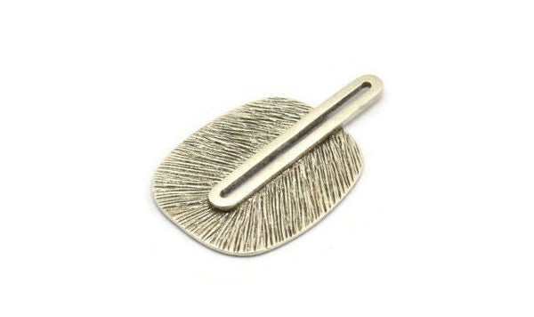 Silver Brass Charm, Antique Silver Plated Brass Textured Charm, Earring (43x28x0.80mm) N0716