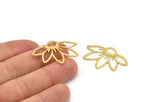 Brass Flower Charm, 12 Raw Brass Flower Charms, Charm Pendants, Findings (33x22x0.60mm) A5007