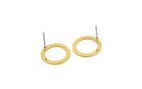 Gold Circle Earring, 6 Gold Plated Brass Circle Stud Earrings (16x2x1mm) A2884 A2895