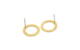 Gold Circle Earring, 6 Gold Plated Brass Circle Stud Earrings (16x2x1mm) A2884 A2895
