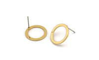 Gold Circle Earring, 6 Gold Plated Brass Circle Stud Earrings (16x2x1mm) A2884 A2895