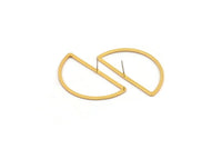 Gold Half Moon Earring, 2 Gold Plated Brass Semi Circle Stud Earrings (23x45x2x1mm) D1493 A1457