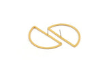 Gold Half Moon Earring, 2 Gold Plated Brass Semi Circle Stud Earrings (23x45x2x1mm) D1493 A1457