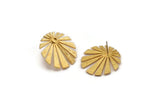 Gold Sun Earring, 2 Gold Plated Brass Rising Sun Flag Stud Earrings - Pad Size 3mm (29x28x1.2mm) N1425