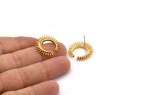 Gold Moon Earring, 2 Gold Plated Brass Crescent Moon Stud Earrings (21x2.5mm) N1433