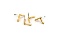 Earring Studs, 6 Gold Plated Brass -  Geometric Stud Earrings - Gold Plated Brass Earrings - Earrings (16x8x1.5mm) N1419