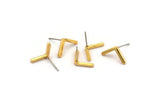 Earring Studs, 6 Gold Plated Brass -  Geometric Stud Earrings - Gold Plated Brass Earrings - Earrings (16x8x1.5mm) N1419