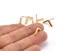 Earring Studs, 6 Gold Plated Brass -  Geometric Stud Earrings - Gold Plated Brass Earrings - Earrings (16x8x1.5mm) N1419