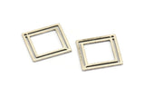 Silver Square Charm, 12 Antique Silver Plated Brass Square Connectors With 1 Hole (21x0.80mm) D874