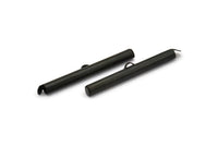 Black Slide On End, 6 Oxidized Black Brass Slide On End Clasps for Seed Beads, Findings, Bracelets (40x4mm) BS 2120
