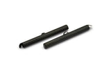 Black Slide On End, 6 Oxidized Black Brass Slide On End Clasps for Seed Beads, Findings, Bracelets (40x4mm) BS 2120