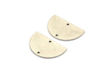 Semi Circle Charm, 6 Antique Silver Plated Brass Half Moon Blanks With 2 Hole, Earrings, Pendants (21x13x0.80mm) D0785