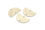 Semi Circle Charm, 6 Antique Silver Plated Brass Half Moon Blanks With 2 Hole, Earrings, Pendants (21x13x0.80mm) D0785