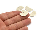 Semi Circle Charm, 6 Antique Silver Plated Brass Half Moon Blanks With 2 Hole, Earrings, Pendants (21x13x0.80mm) D0785